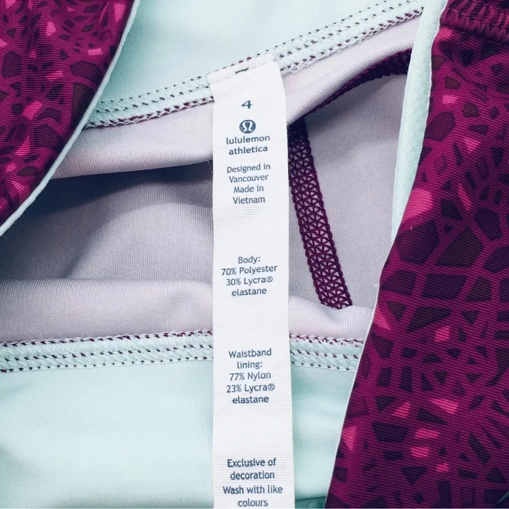 Lululemon Women’s Shorts Size 4 Speed Track Short Paradise Geo Print‎ Plum